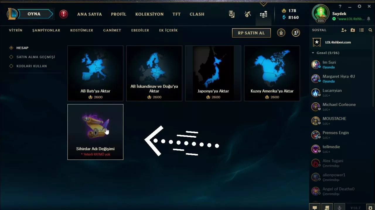 LoL İsim (Nick) Değiştirme Nasıl Yapılır?